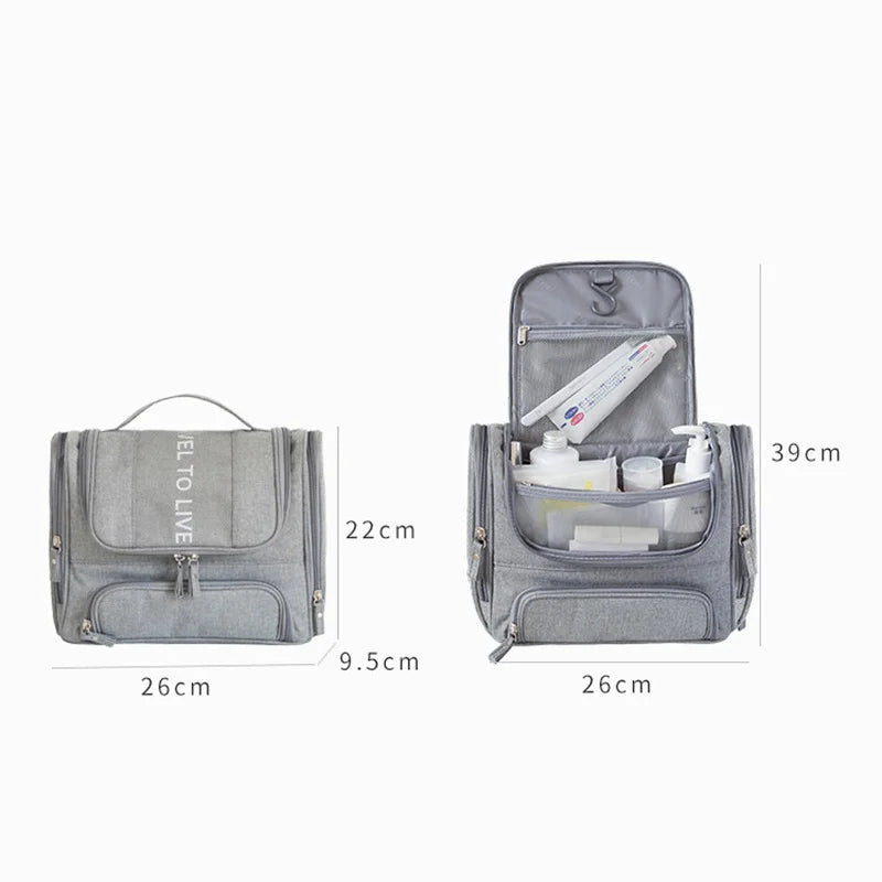 Large Waterproof Makeup Bag with Hanging Wash Pouch