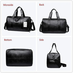 Men Leather Fitness Sport Travel Gym Duffle Bag with Shoe Compartment