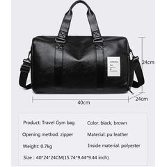 Men Leather Fitness Sport Travel Gym Duffle Bag with Shoe Compartment