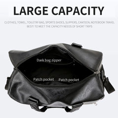 Men Leather Fitness Sport Travel Gym Duffle Bag with Shoe Compartment