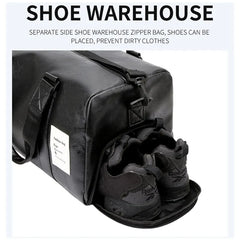 Men Leather Fitness Sport Travel Gym Duffle Bag with Shoe Compartment