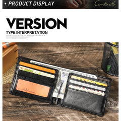 Men Leather Slim Wallet RFID for Airtag