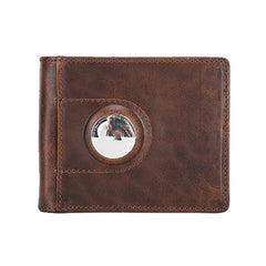 Men Leather Slim Wallet RFID for Airtag