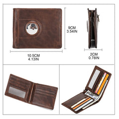 Men Leather Slim Wallet RFID for Airtag