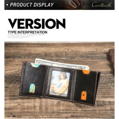 Men Leather Trifold Slim Wallet RFID Airtag Holder Credit Drop