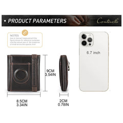 Men Leather Trifold Slim Wallet RFID Airtag Holder Credit Drop