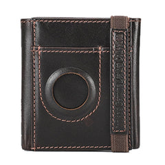 Men Leather Trifold Slim Wallet RFID Airtag Holder Credit Drop