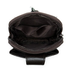 Men Leather Waist Bag Soft Embossed Leather Belt Shoulder Packet