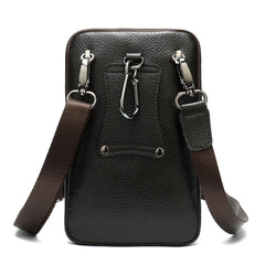 Men Leather Waist Bag Soft Embossed Leather Belt Shoulder Packet