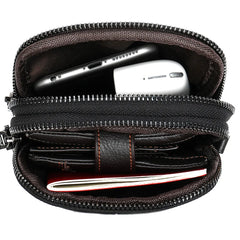 Men Leather Waist Bag Outdoor Leisure Bag Diagonal Small Square Package Belt Mob