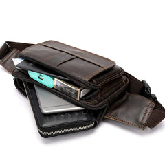 Men Leather Waist Bag Outdoor Pockets Chest Bag Man Shoulder Packet