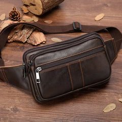 Men Leather Waist Bag Outdoor Pockets Chest Bag Man Shoulder Packet
