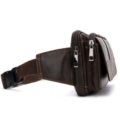 Men Leather Waist Bag Outdoor Pockets Chest Bag Man Shoulder Packet
