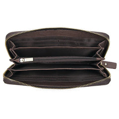 Men Long Wallet Cow Leather 100% Baby Cow Leather Woven Clutch Bag