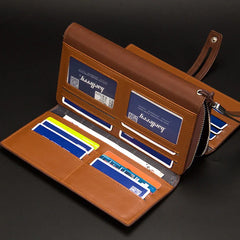 Men Leather Long Wallet Business Clutch Mobile Phone Bag