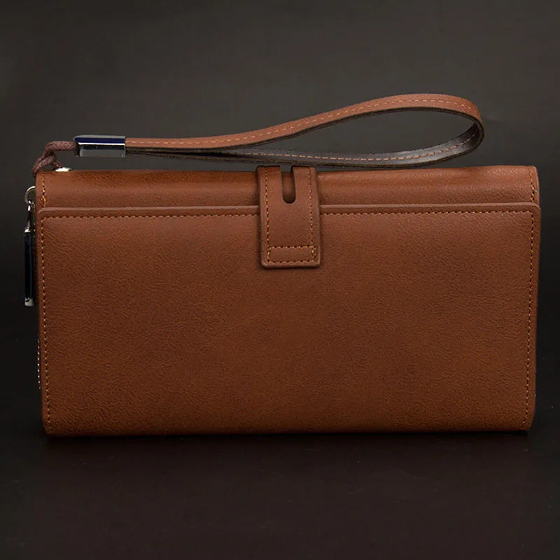 Men Leather Business Long Wallet Clutch Mobile Phone Bag