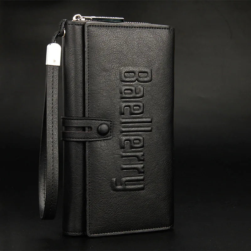 Men Leather Business Long Wallet Clutch Mobile Phone Bag