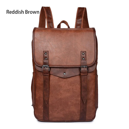 Men's Vintage Leather Backpack Waterproof 15.6 Inch Laptop Bag