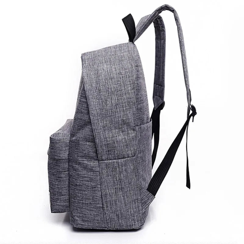 Gray Canvas Backpack 15inch Laptop College School Bag Rucksack