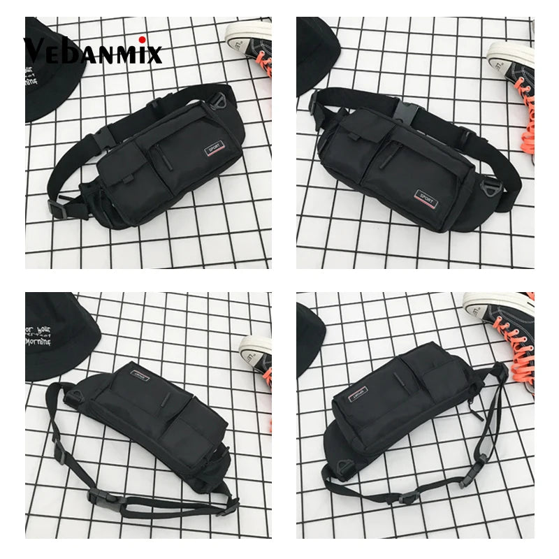 Men Casual Oxford Waist Fanny Pack Money Belt Bag Pouch