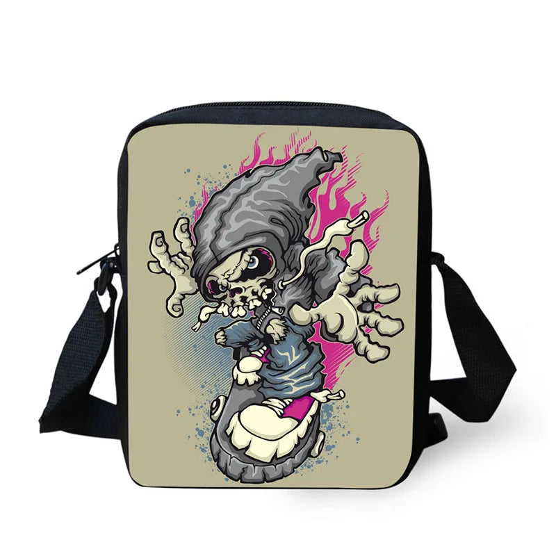 Skull Printing Crossbody Bag for Men
