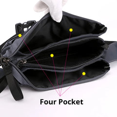 Nylon Waterproof Waist Bag with 4 Pockets for Men and Women