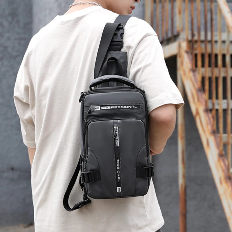 Men Nylon Backpack Rucksack Cross body Shoulder Bag USB Charging Port