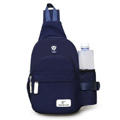 Men Nylon Crossbody Chest Pack Backpack USB Charging Sports Handbag