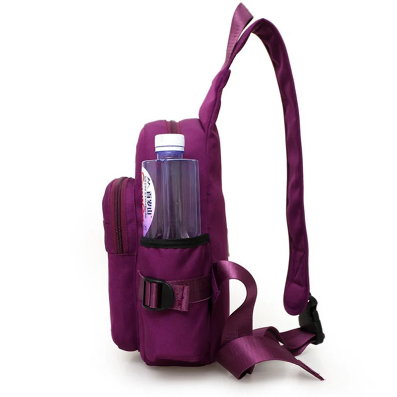 Men Nylon Crossbody Chest Pack Backpack USB Charging Sports Handbag