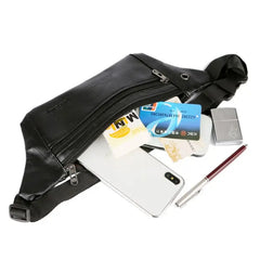 Men PU Leather Belt Bum Waist Pouch Fanny Pack Crossbody Shoulder Bag