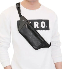 Men PU Leather Belt Bum Waist Pouch Fanny Pack Crossbody Shoulder Bag