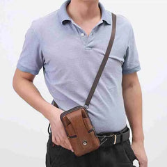 Men PU Leather Fanny Waist Bag Classic Texture Belt Bum Pouch Purse