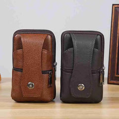 Men PU Leather Fanny Waist Bag Classic Texture Belt Bum Pouch Purse