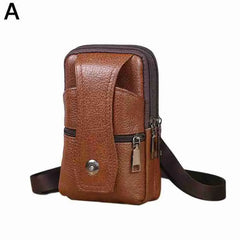 Men PU Leather Fanny Waist Bag Classic Texture Belt Bum Pouch Purse