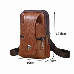 Men PU Leather Fanny Waist Bag Classic Texture Business Casual Phone Bag