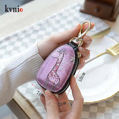 Unisex Cartoon PU Leather Key Wallets Zipper Bag Key Case Organizer