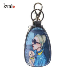 Unisex Cartoon PU Leather Key Wallets Zipper Bag Key Case Organizer