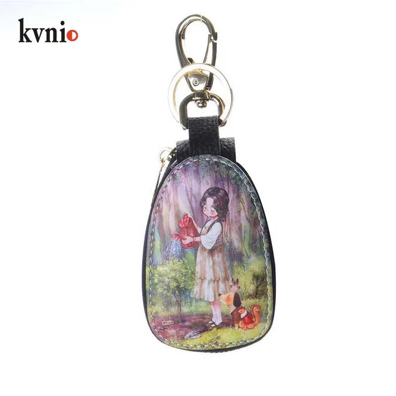 Unisex Cartoon PU Leather Key Wallets Zipper Bag Key Case Organizer