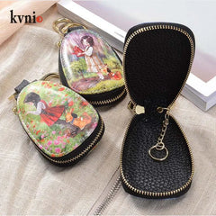 Unisex Cartoon PU Leather Key Wallets Zipper Bag Key Case Organizer