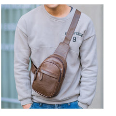 Men PU Leather Chest Bag Satchel Pack CrossBody Messenger Shoulder Bag