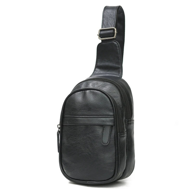 Men PU Leather Chest Bag Satchel Pack CrossBody Messenger Shoulder Bag