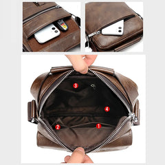 Men PU Leather Shoulder Crossbody Bag Laptop Briefcase