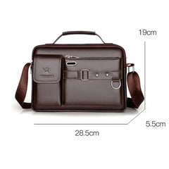 Men PU Leather Shoulder Crossbody Bag Laptop Briefcase w/ Strap 2022
