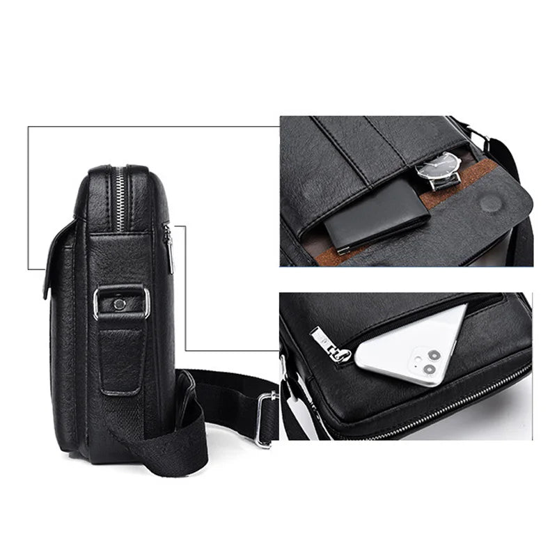 Men PU Leather Shoulder Business Crossbody Bags Handbags Bag Men Laptop Briefcas