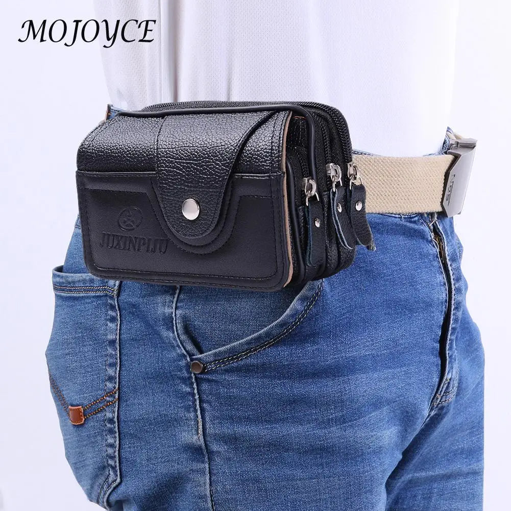 Waterproof PU Waist Bag Mobile Phone Belt Pouch for Outdoor Sports
