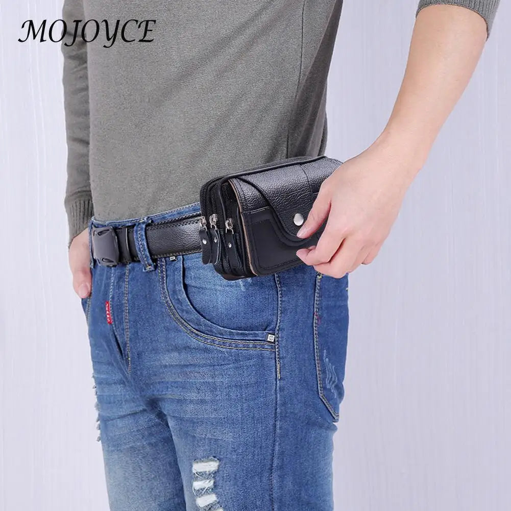 Waterproof PU Waist Bag Mobile Phone Belt Pouch for Outdoor Sports