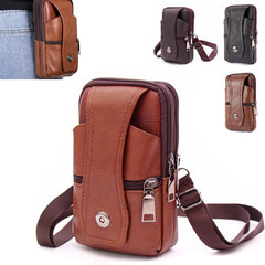 Large Capacity Brown Waist Bag Crossbody Shoulder Multi-layer Mob