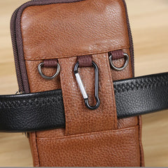 Large Capacity Brown Waist Bag Crossbody Shoulder Multi-layer Mob
