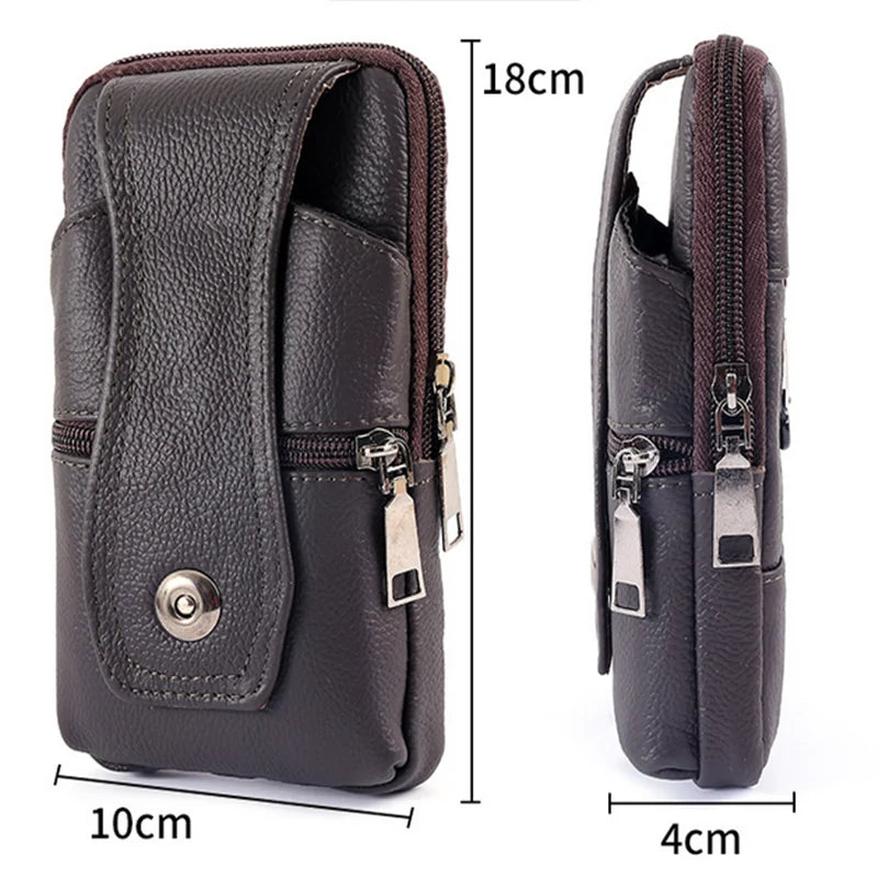Large Capacity Brown Waist Bag Crossbody Shoulder Multi-layer Mob