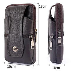 Large Capacity Brown Waist Bag Crossbody Shoulder Multi-layer Mob